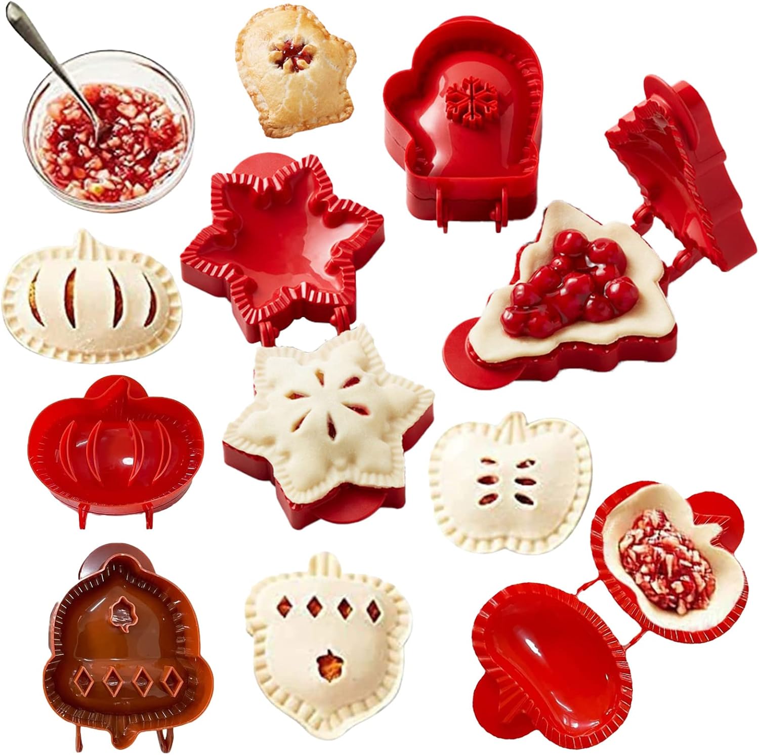 Holiday Mini Pie Mold, Hand Pie Press Mold Maker for Baking, Party Potluck Hand Pie Molds, Pumpkin Cookie Cutters, for Festivals and Parties (6Pcs) Review