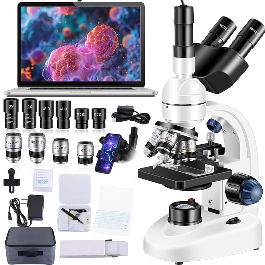 Microscopes for Adults WF10x and WF25x eyepieces Compound Microscope with Microscope Slides (Microscope) Review
