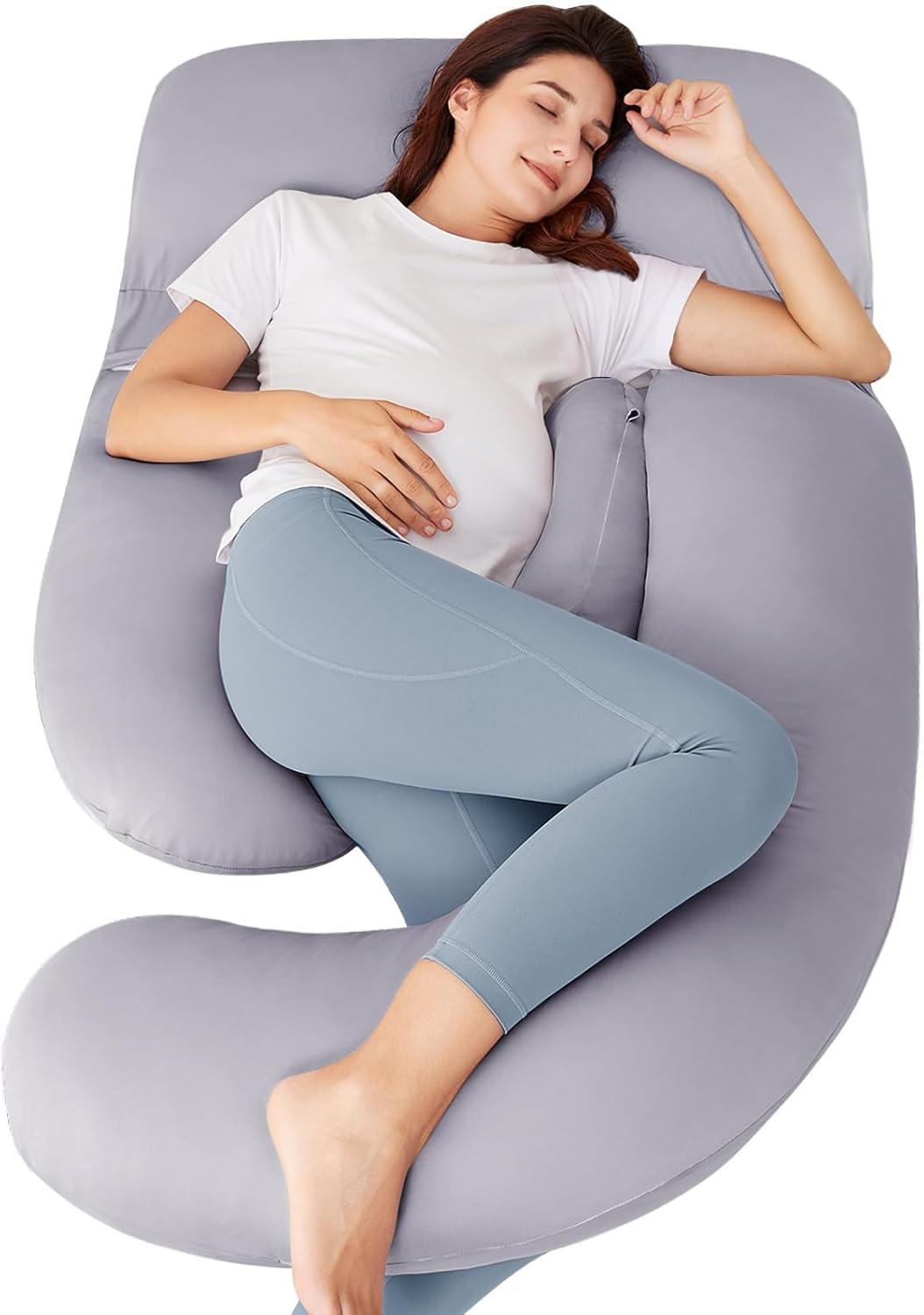 Pregnancy Pillows for Sleeping, Portable Maternity Pillow with Cooling Removable Cover, Adjustable Travel Wedge Pillow for Side Sleeper, Back, Belly & Hip Support, Multi-Use for Pregnant Women Review