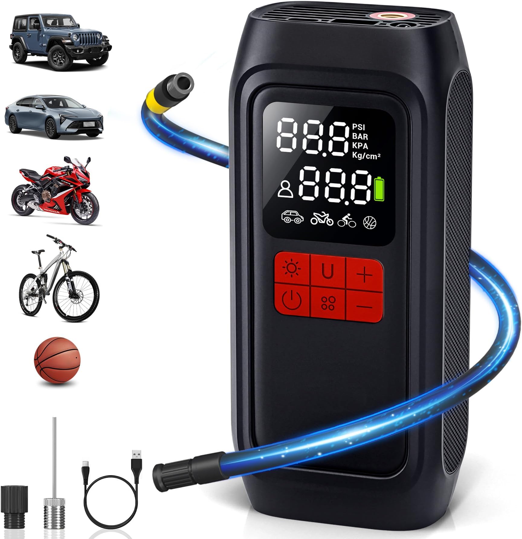 Tire Inflator Portable Air Compressor-150PSI Cordless Tire Air Pump, 5X Faster with Digital Gauge, Auto-Off & LED Light, Air Pump for Car Tires, Motorcycle, Bike, Balls & More Review